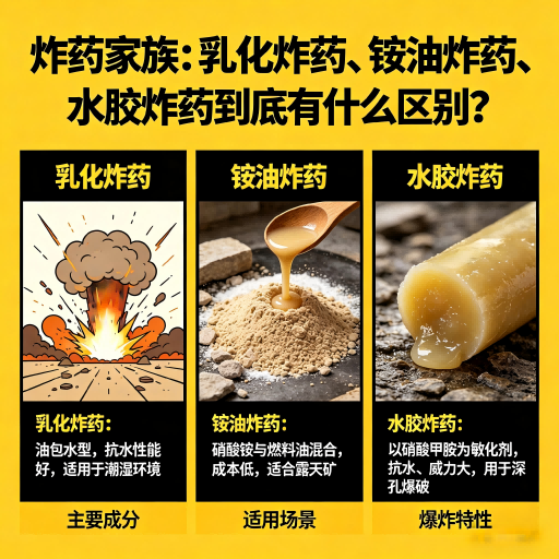 天涯炸药家族：乳化炸药、铵油炸药、水胶炸药到底有什么区别？